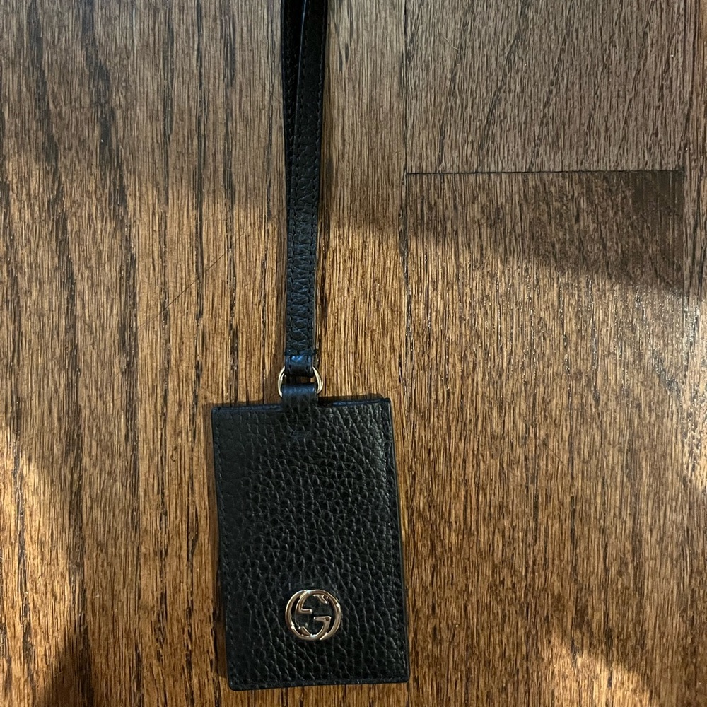 Gucci Black Leather Luggage Tag